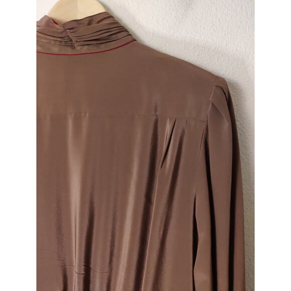 Francesca of Damon For Starington 1980's Vintage Tan Silk Button Shirt Dress 12 - Picture 7 of 10